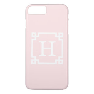 Capa iPhone 8 Plus/7 Plus Quadro de Chave Grega da rosa claro nº 2 Monogram