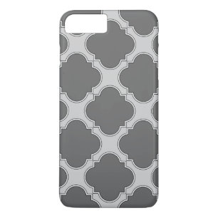 Capa iPhone 8 Plus/7 Plus Quatrefoil em tons de cinza