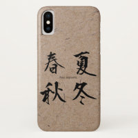 Quatro estações em Kanji japonês em papel feito à 