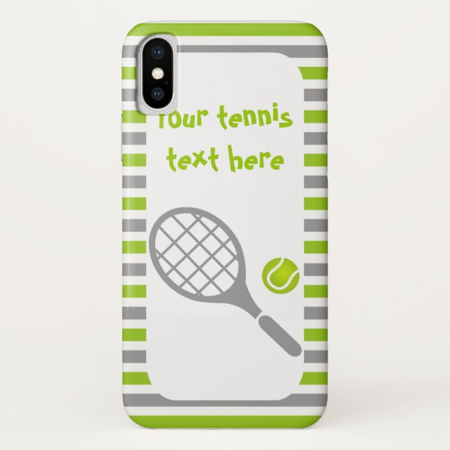 Capa Para iPhone, Case-Mate Racket de tênis e faixas verdes de esferas (Verso)