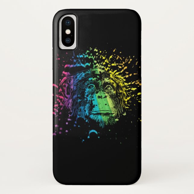 Capa Para iPhone, Case-Mate Rainbow Chimpanzé em Preto (Verso)