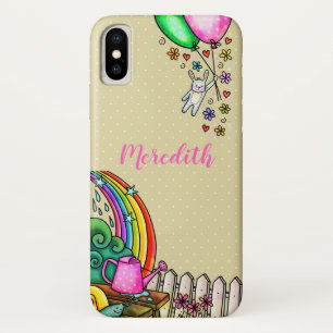 Capa Para iPhone Da Case-Mate Rainbow Garden e Bunny voando com balões