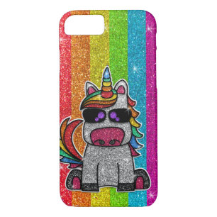 Capa iPhone 8/7 Rainbow Unicorn Glitter Sparkles Dourados