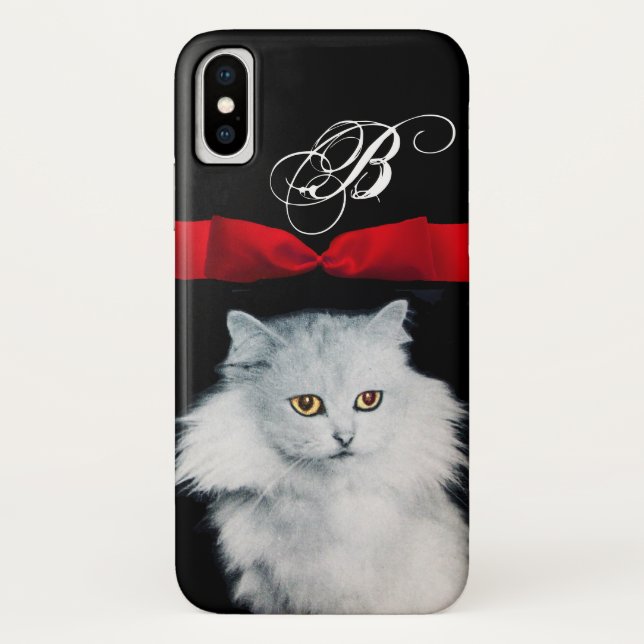 CAPA PARA iPhone, Case-Mate  RAINHA DE GATOS BRANCOS COM MONOGRAMA DE BORRACHA  (Verso)