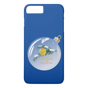 Capa iPhone 8 Plus/7 Plus Ramificação de Natal decorada em bauble