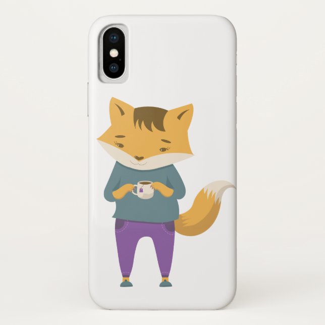 Capa Para iPhone, Case-Mate Raposa-branca com xícara de chá (Verso)
