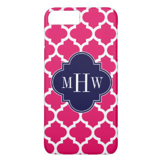 Capa iPhone 8 Plus/7 Plus Raspberry Wharg marroquino #5 Marinho 3 Monograma