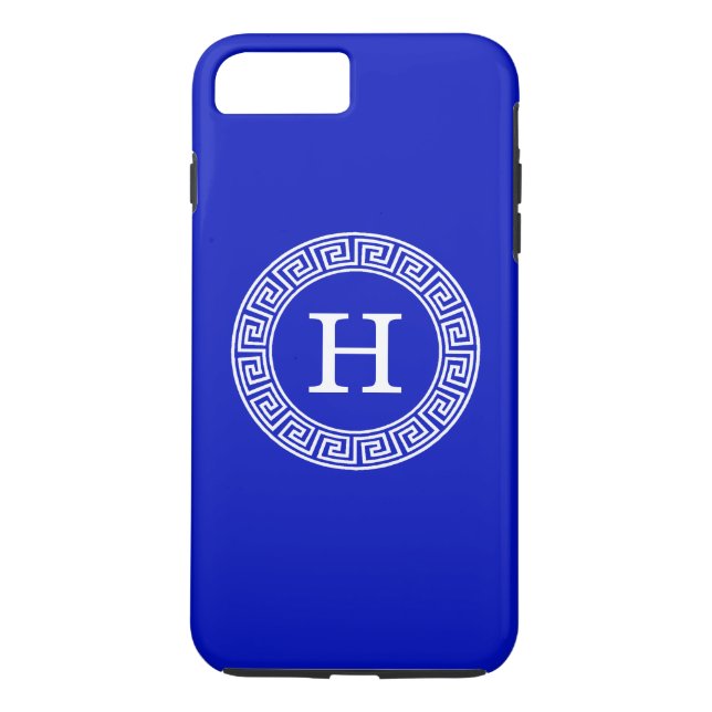 Capa Para iPhone, Case-Mate Real Azul Wt Chave Grega Rnd Frame Monograma Inici (Verso)
