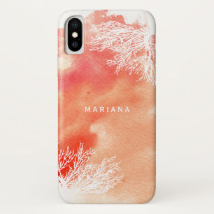 Capa Para iPhone X Recife de corais abstrato do pêssego do respingo