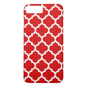 Capa iPhone 8 Plus/7 Plus Red DIY BG White Moroccan Quatrefoil #5