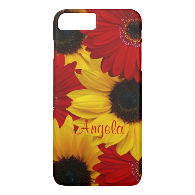Capa Para iPhone, Case-Mate Red Gerbera Daisy Yellow Sunflower iPhone 6 case (Verso)