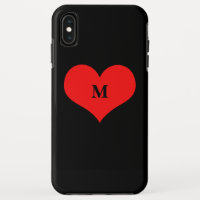Red Heart Monogramed Nome inicial Black Cute