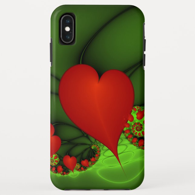 Capa Para iPhone, Case-Mate Red Hearts Verde limão Arte Fractal Moderna Abstra (Verso)