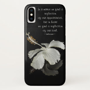 Capa Para iPhone X Reflexão Hibiscus com Cotação Inspiracional