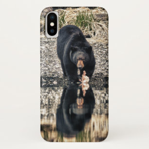 Capa Para iPhone X Reflexões do urso preto