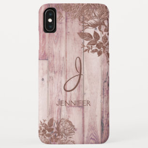 Capa Para iPhone Da Case-Mate Refrigere o monograma floral rústico cor-de-rosa