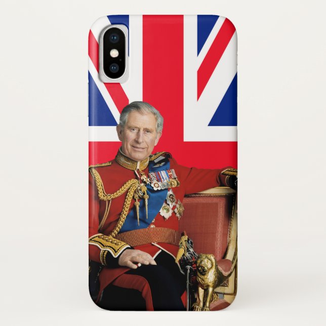 Capa Para iPhone, Case-Mate Rei Carlos III com bandeira britânica (Verso)