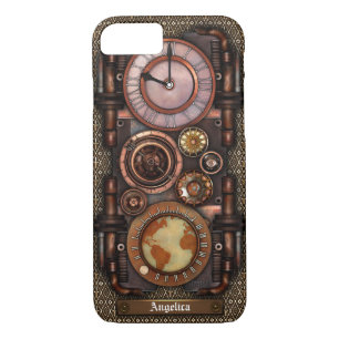 Capa iPhone 8/7 Relógio #1C do vintage de Steampunk