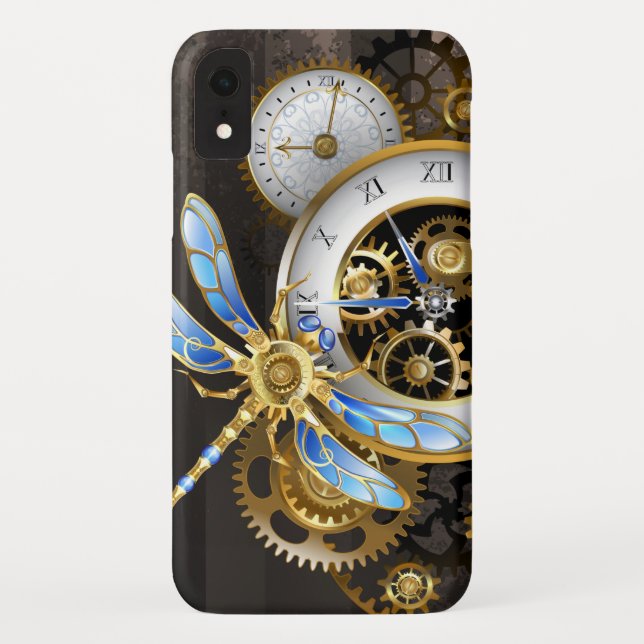 Capa Para iPhone, Case-Mate Relógio Steampunk com Dragonfly Mecânica (Verso)