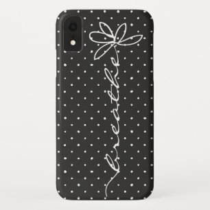 Capa Para iPhone Da Case-Mate respire a margarida do texto no preto com bolinhas