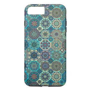 Capa iPhone 8 Plus/7 Plus Retalhos do vintage com elementos florais da