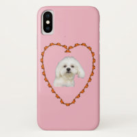 Retrato de cachorrinho maltês, cor-de-rosa