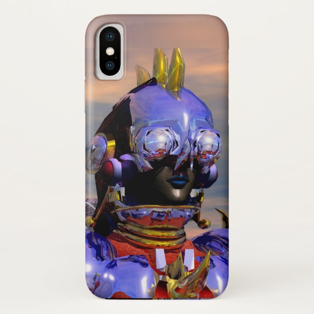 Capa Para iPhone, Case-Mate RETRATO DE CYBORG TITAN Ficção Científica Azul ,Sc (Verso)