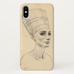 Capa Para iPhone X Retrato Nefertiti desenhando Papiro Antigo Egito