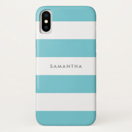 Capa Para iPhone X Robin Egg Blue Rugby Strigs com Nome