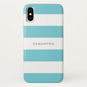 Capa Para iPhone X Robin Egg Blue Rugby Strigs com Nome