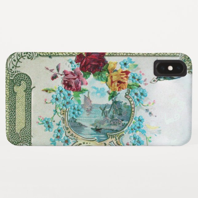 Capa Para iPhone, Case-Mate ROMÂNTICA /ROSAS, FLORES AZUIS COM PASSARINHO Bran (Verso (Horizontal))