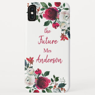 Capa Para iPhone Da Case-Mate Rosa da aguarela de Borgonha floral a Sra. futura