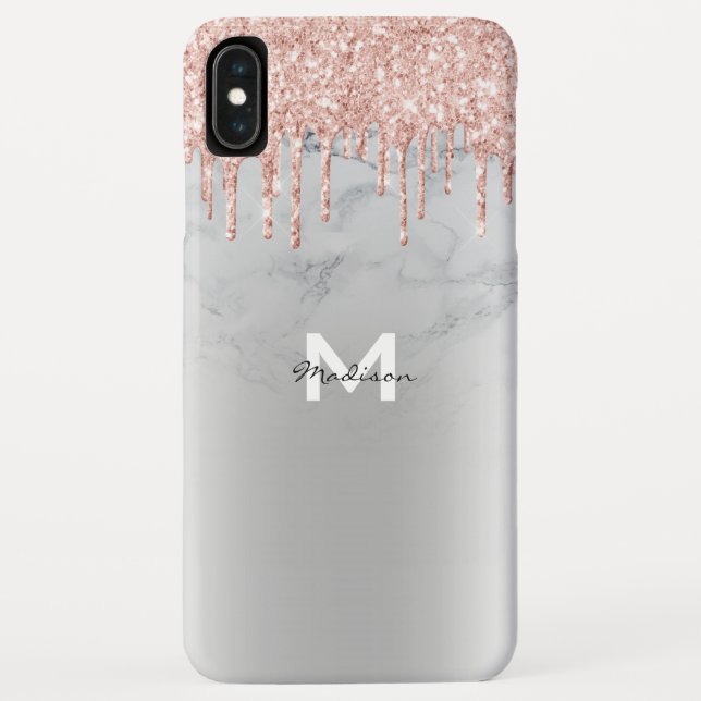 Capa Para iPhone, Case-Mate Rosa Dourado Glitter Drives Sparkles Nome do Marbl (Verso)