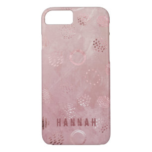 Capa iPhone 8/7 Rosa Dourado Glitter Pontos Monograma Nome Hannah
