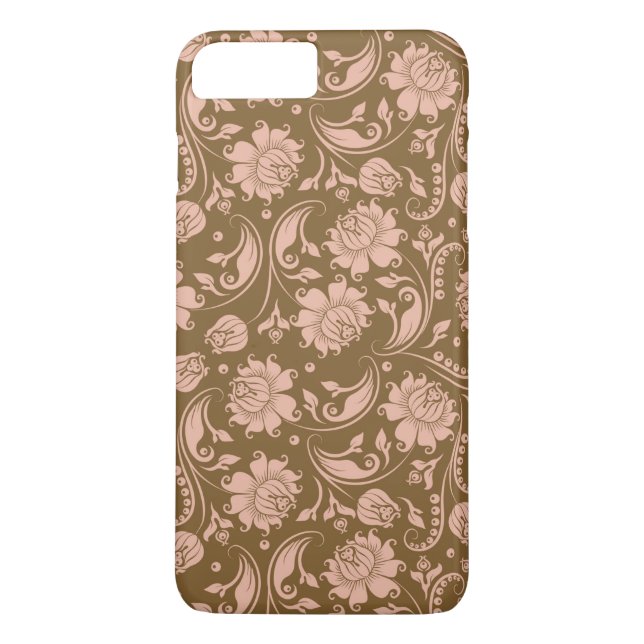 Capa Para iPhone, Case-Mate Rosa e teste padrão floral de Brown (Verso)