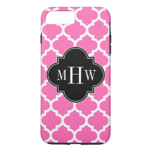 Capa Para iPhone Da Case-Mate Rosa Quente Com O Marroquino #5 Preto 3 Monograma 