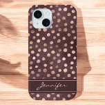 Capa Para iPhone Da Case-Mate Rosa Rosa Rosa Rosa Rosa Dourada - Padrão de Bolin<br><div class="desc">Cor Rosa Esmagada - Rosa Dourada Folha Invertida e Fundo de Aquarela Burgundy com Padrão de Bolinhas Desenhado Girly que você pode adicionar seu nome - monograma para. Entre em contato com o designer se desejar itens adicionais correspondentes.</div>
