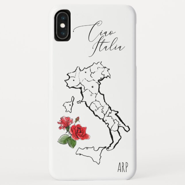 Capa Para iPhone, Case-Mate *~* Rosa vermelha do mapa Green Leaf Ciao Itália (Verso)