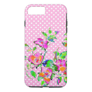 Capa iPhone 8 Plus/7 Plus Rosa Vintage - bolinhas cor-de-rosa e brancas