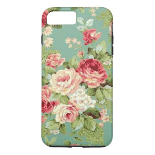 Capa iPhone 8 Plus/7 Plus Rosas cor-de-rosa do vintage no papel de parede