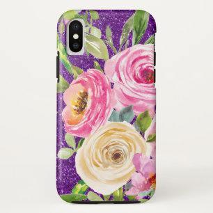 Capa Para iPhone Da Case-Mate Rosas de aquarela, cor-de-rosa e creme, com brilho