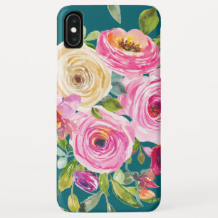 Capa Para iPhone Da Case-Mate Rosas de aquarelas em rosa e creme no chão