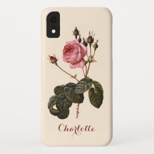 Capa Para iPhone XR Rosas de jardim cor-de-rosa antigas vintage em flo