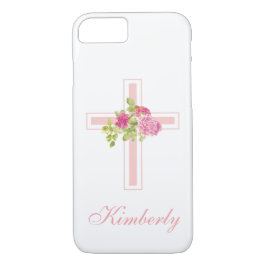 Capa iPhone 8/7 Rosas Rosa Cristãs Monograma Floral Monograma