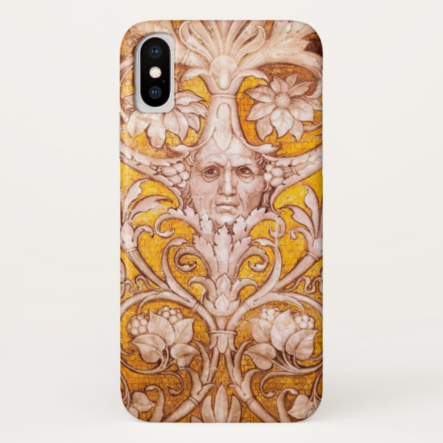 CAPA PARA iPhone, Case-Mate  ROSTO GROTESQUE DE RENAISSÂNCIA COM FLORAL BRANCO  (Verso)