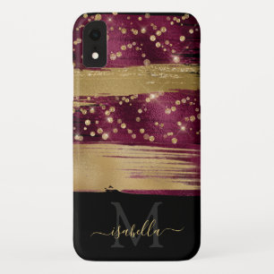 Capa Para iPhone Da Case-Mate Roteiro Glitter Dourado Burgundy Girly Fun Monogra