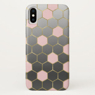 Capa Para iPhone Da Case-Mate Roxo Bege Cinza e Dourado Hexágono Glam Moderno
