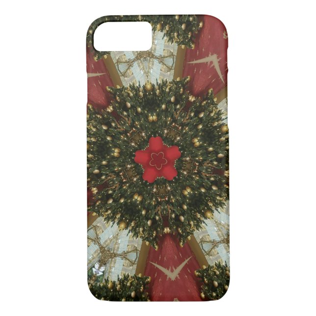 Capa Para iPhone, Case-Mate Rua de Natal Verde Dourado com Estrela Vermelha (Verso)
