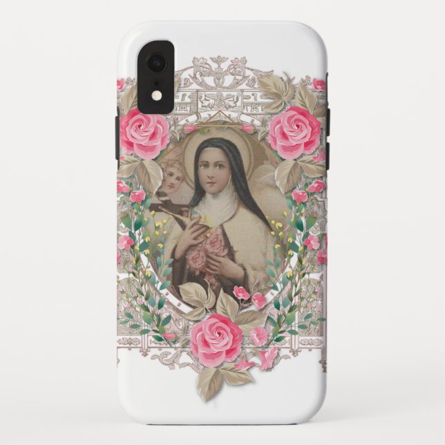 Capa Para iPhone, Case-Mate Ruas. Rosas térmicos carmelita religiosa católica  (Verso)