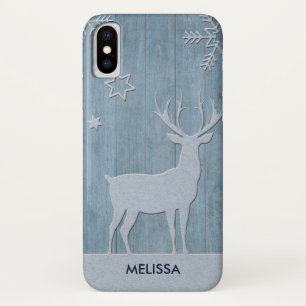 Capa Para iPhone Da Case-Mate Rustic Blue Wood Reindet — Natal